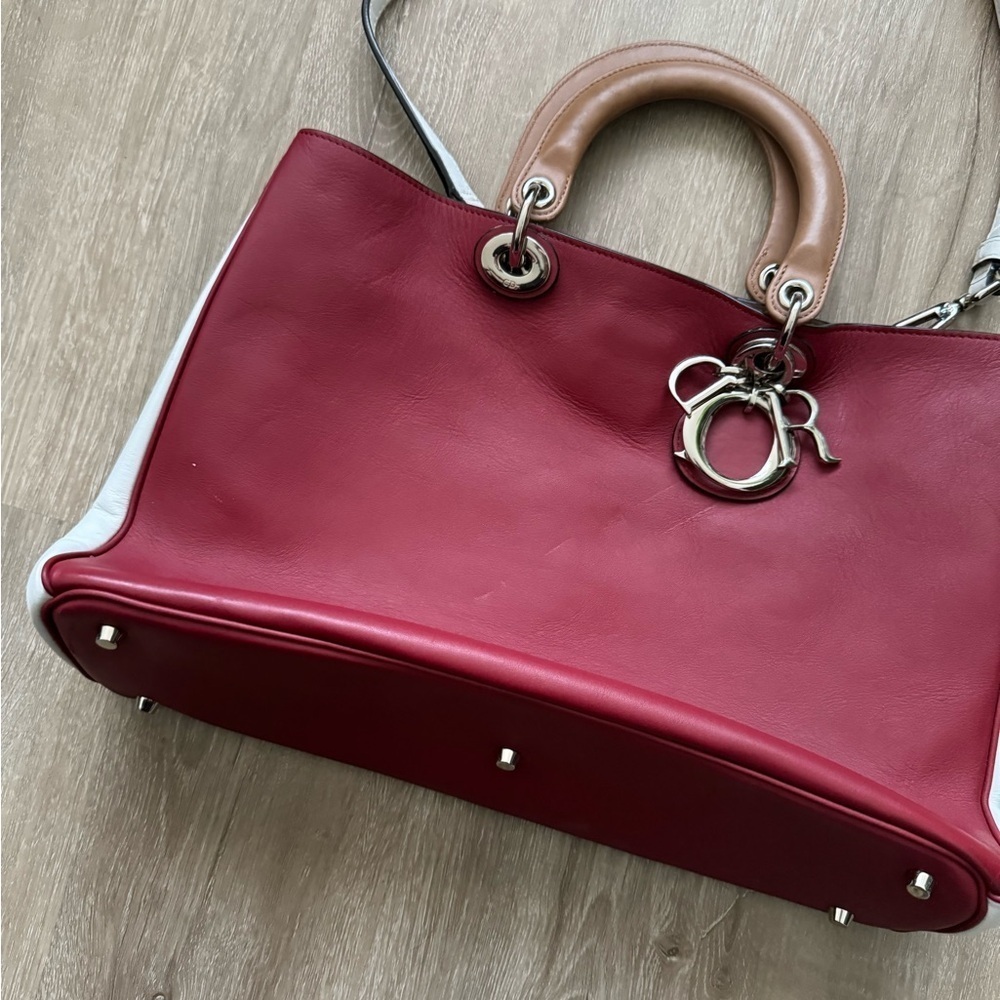Christian Dior Diorissimo multicolor bag Red White Cream RARE authentic - Picture 2 of 12